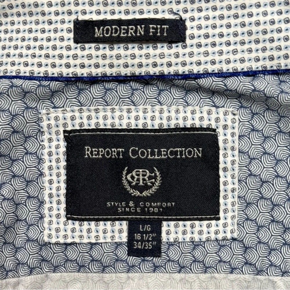 Report Collection Modern Fit Geo Print Button Front Shirt - Picture 6 of 8